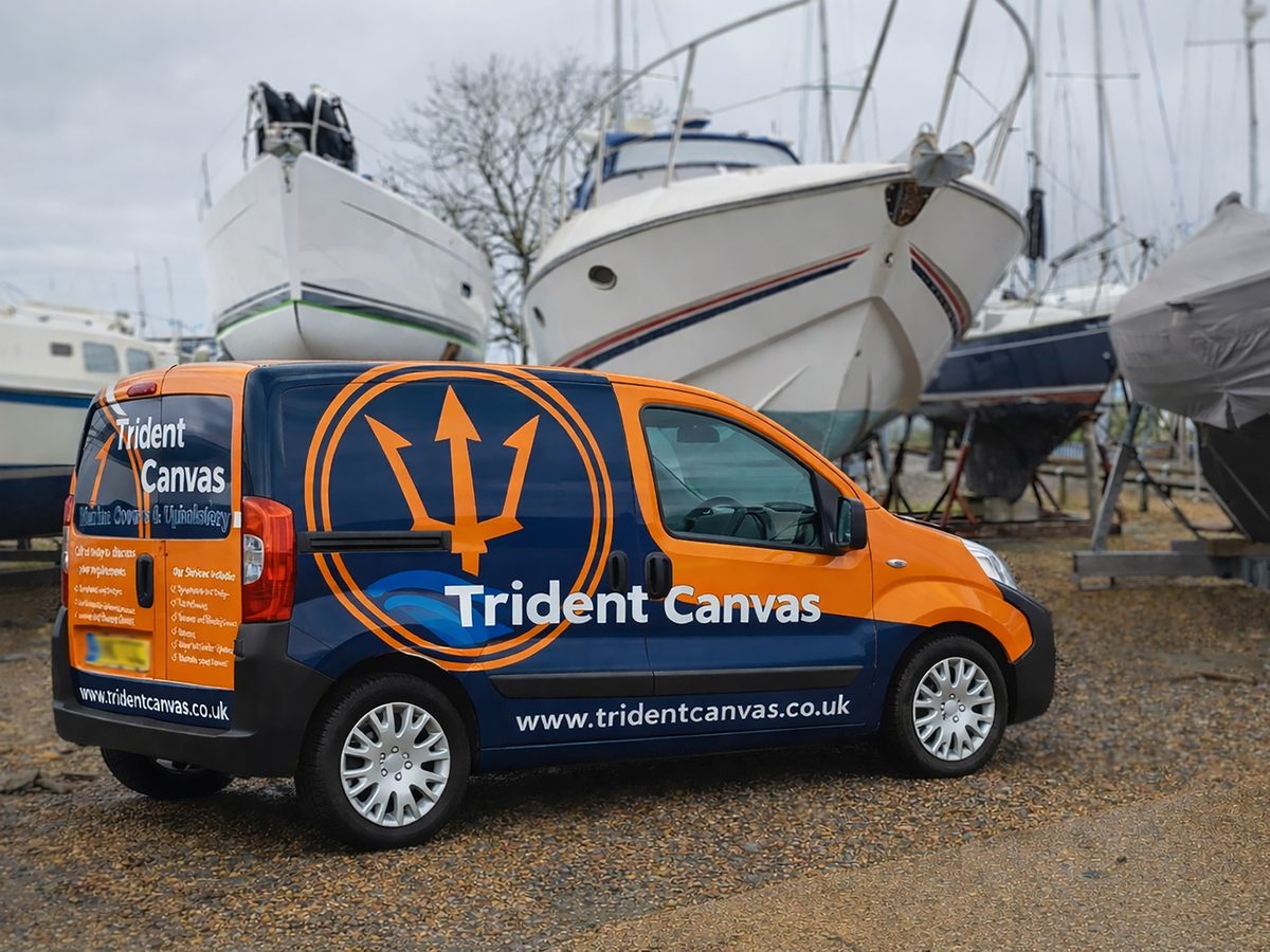 Trident Canvas van at a Solent boatyard — we come to you